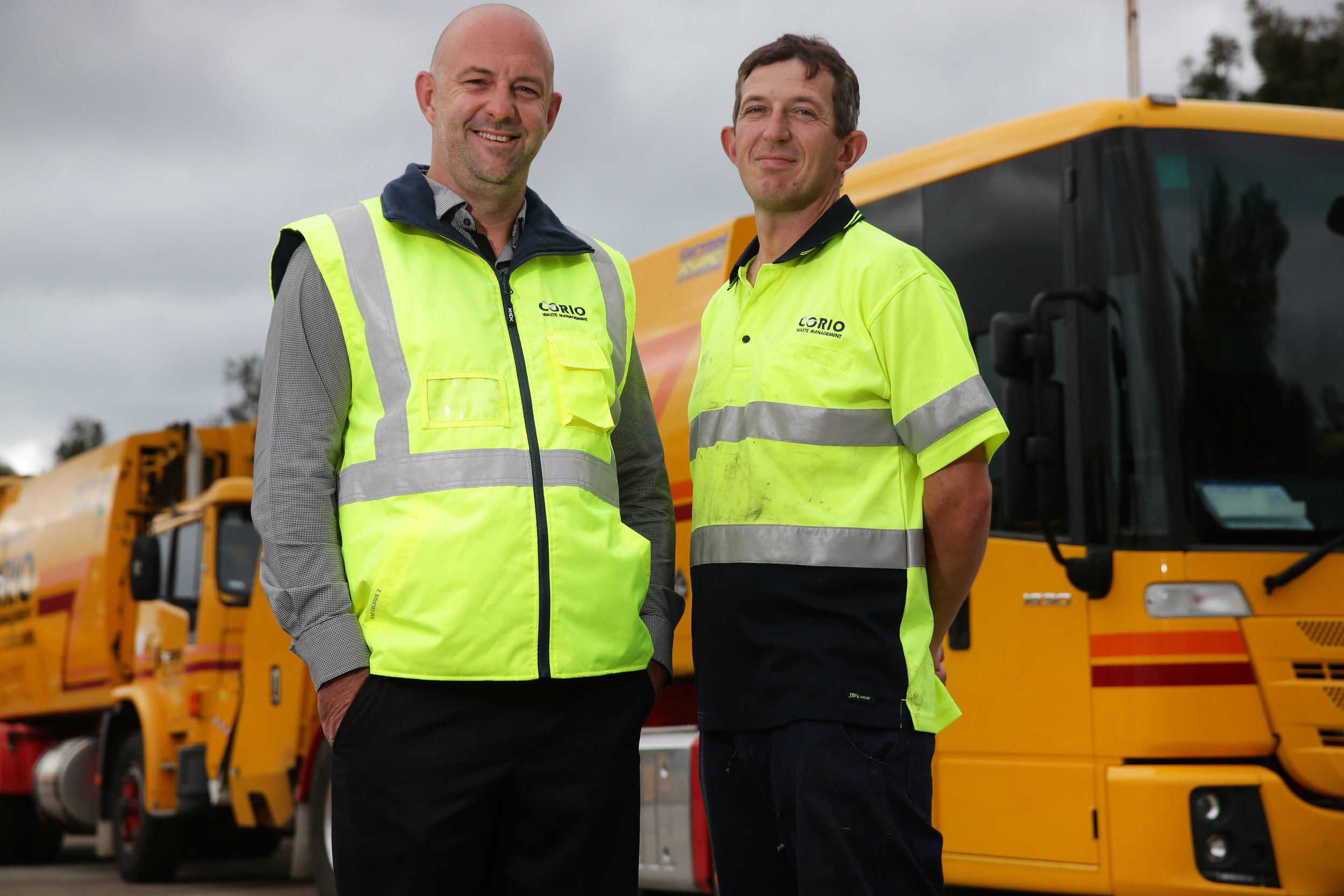 Corio Waste CEO Mat Dickens (left) with an employee sourced through the GROW project.
